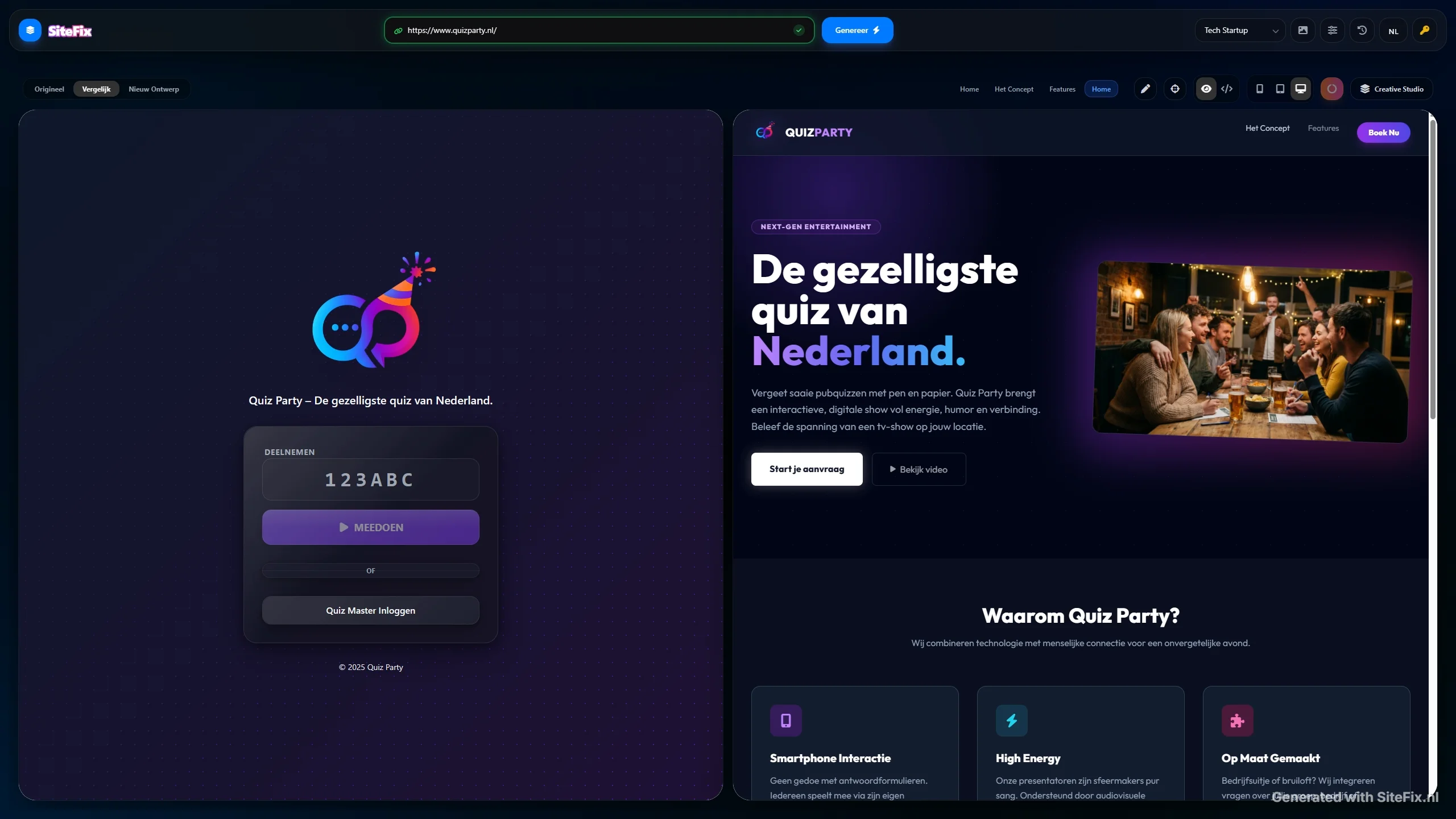 SiteFix App - Website vergelijking preview